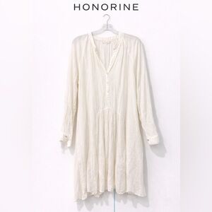 Honorine White Cotton Boho Short Dress Size L Beach Vacation Swim Coverup